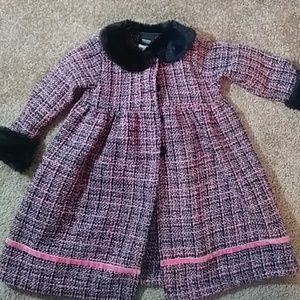 Pink and black tweed furlined coat